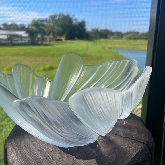 Vintage Mikasa SPUN SILK 10 1/2”Crystal Bowl~Frosted Swirl Sculpted Art~Germany - Picture 3 of 12